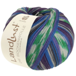 Lana Grossa Landlust Die Sockenwolle 718 Azul/Morado oscuro/Azul violeta/Blanco/Verde jade/Gris oscuro/Azul vaquero