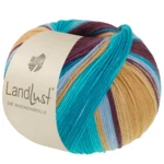 Lana Grossa Landlust Die Sockenwolle 134 Azul claro/Amarillo arena/Turquesa/Petróleo/Mora rayado