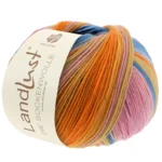 Lana Grossa Landlust Die Sockenwolle 129 Rosa/Rosa antiguo/Brezo/Verde amarillo/Amarillo/Naranja/Menta/Verde mar