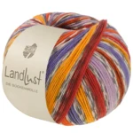 Lana Grossa Landlust Die Sockenwolle 824 Calabaza/Violeta/Terracota/Amarillo yema/Violeta/Blanco roto/Gris