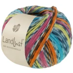 Lana Grossa Landlust Die Sockenwolle 825 Naranja/Rosa/Pistacho/Azul turquesa/Azul petróleo/Blanco roto/Gris oscuro