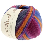 Lana Grossa Landlust Die Sockenwolle 128 Fucsia/Rojo vino/Petróleo/Naranja/Gris/Verde grisáceo/Azul grisáceo