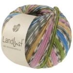 Lana Grossa Landlust Die Sockenwolle 822 Azul azur/Verde grisáceo/Amarillo/Violeta/Verde primavera/Blanco roto/Gris