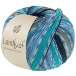 Lana Grossa Landlust Die Sockenwolle 823 Gris oscuro/Negro/Verde mar/Turquesa/Azul real/Azul petróleo/Blanco roto/Azul