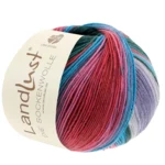 Lana Grossa Landlust Die Sockenwolle 126 Gris plata/Gris claro/Gris medio/Frambuesa/Rojo oscuro/Turquesa/Verde grisáceo/Verde oscuro