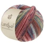 Lana Grossa Landlust Die Sockenwolle 617 Marrón/Jeans/Brezo/Natural/Azul claro/Verde reseda/Menta rayado