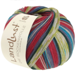 Lana Grossa Landlust Die Sockenwolle 717 Rojo frambuesa/Azul violeta/Blanco/Marrón canela/Verde mayo/Verde oscuro/Azul cielo