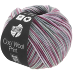 Lana Grossa Cool Wool Print 815 Violeta antiguo/Rosa viejo/Gris claro/Gris medio