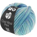 Lana Grossa Cool Wool Print 844 Turquesa/Azul claro/Azul azur/Blanco roto