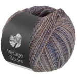 Lana Grossa Vintage Socks 1018 Beige/gris claro/gris oscuro/naranja/marrón oscuro jaspeado