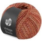 Lana Grossa Vintage Socks 1012 Óxido/rojo oscuro/amarillo/naranja/crema jaspeado