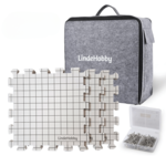 LindeHobby Alfombrillas de Blocking en Bolsa de Fieltro con 100 Alfileres en T, Blanco