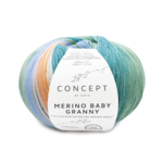 Katia Concept Merino Baby Granny 501 Verde-azul cielo claro-naranja