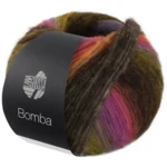 Lana Grossa Bomba 01 Gris oscuro/mora/naranja/amarillo-/verde oscuro/azul