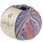 Lana Grossa Landlust die Sockenwolle Seide 334 Turquesa/Azul cielo/Violeta/Rosa/Salmón/Gris-/Rosa claro a rayas