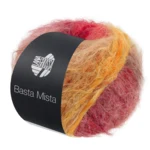 Lana Grossa Basta Mista 124 Marrón grisáceo/camel/amarillo azafrán/naranja/rojo grisáceo/rojo oscuro/rojo