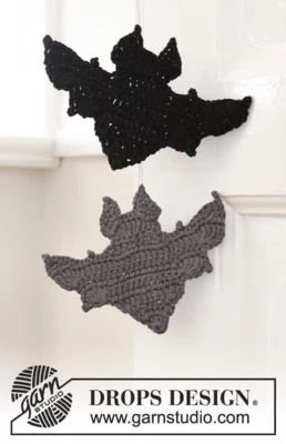 Extra 0-1391 Bat Attack! by DROPS Design — Murciélago de ganchillo en DROPS Paris para decorar Halloween. Elige los colores del cuerpo y las alas. — 1