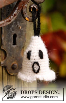 Extra 0-781 Casper by DROPS Design — Fantasmas de unos 4 cm de ancho. Un ovillo blanco permite hacer unos ocho fantasmas. — 1