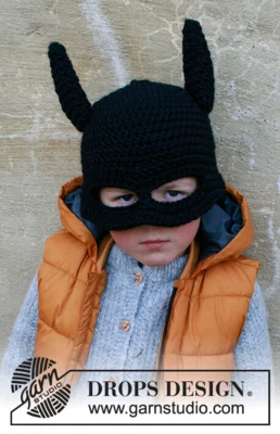Children 37-25 Bat Hat by DROPS Design — Gorro para 1/2, 3/4, 5/6 y 7/8 años; cabeza: 44/48, 50/52, 52/53 y 53/54 cm. — 1