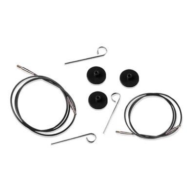 KnitPro Cables Plateados de Negro (40-150 cm)