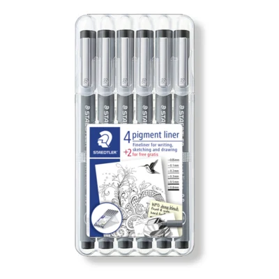 STAEDTLER Pigment Liner 308, 4 + 2 piezas