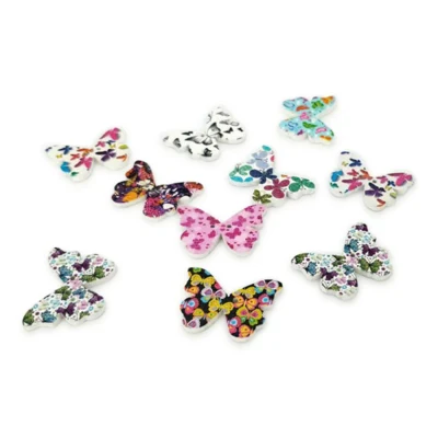 HobbyArts Botones de Madera Mariposa 28 mm, 10 piezas