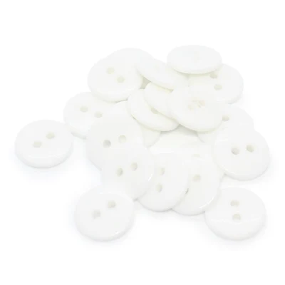 HobbyArts Botones redondos de plástico blanco, 12,5 mm, 20 piezas