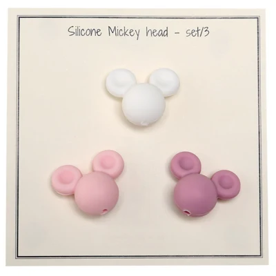 Go Handmade Cuentas de silicona, Mickey, 3 unidades