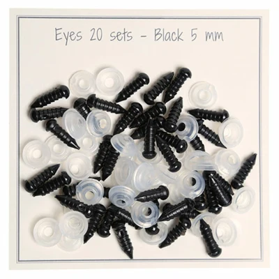 Go Handmade Ojos negros de seguridad 5 mm (20 pares)