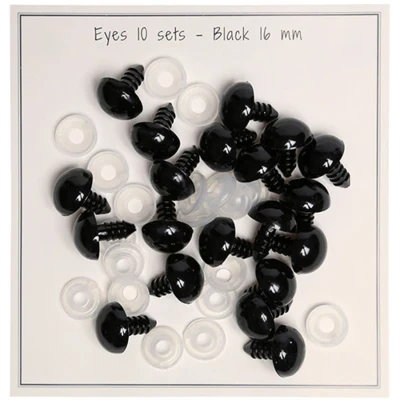 Go Handmade Ojos negros de seguridad 16 mm (10 pares)