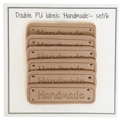 Go Handmade Etiquetas doble, piel sintética, 5 x 1,5 cm, hecho a mano, 6 piezas
