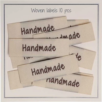 Go Handmade Etiqueta tejida, "Handmade", 50 x 15 mm, 10 piezas