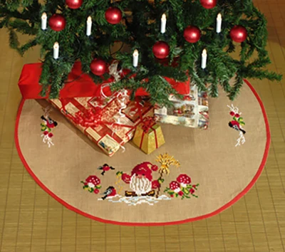 Alfombra para árbol de Navidad Kit de bordado Elfos y Setas