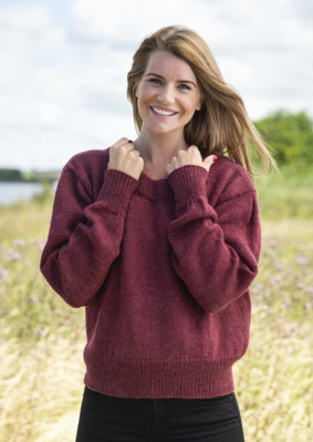 1755 suéter con amplio cuello doble y mangas