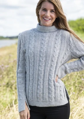 1758 Suéter de mujer estampado con aberturas