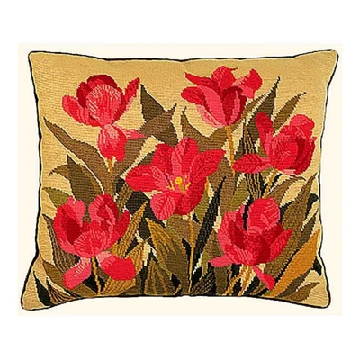 Kit de bordado Cojín de tulipanes Azul-rojo