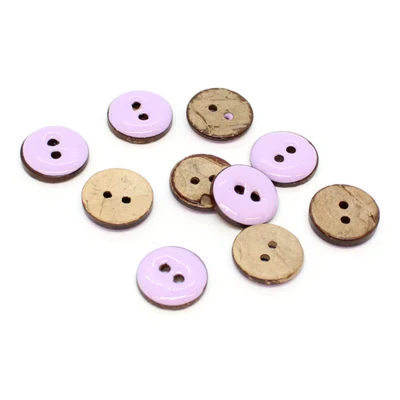HobbyArts Botones de Coco Esmaltados Púrpura Claro 15 mm, 10 piezas