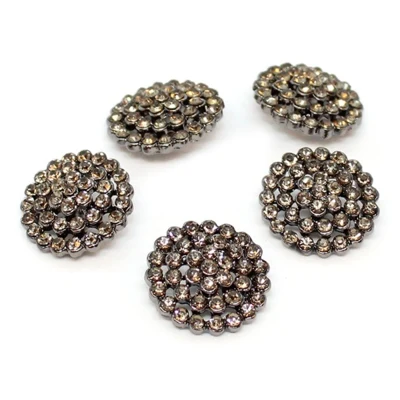 HobbyArts Botones de Strass Negro 17 mm, 5 piezas