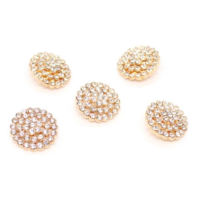 HobbyArts Botones de Strass Oro 17 mm, 5 piezas