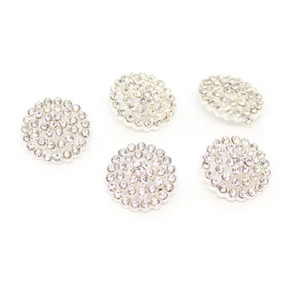 HobbyArts Botones de Strass Plata 17 mm, 5 piezas