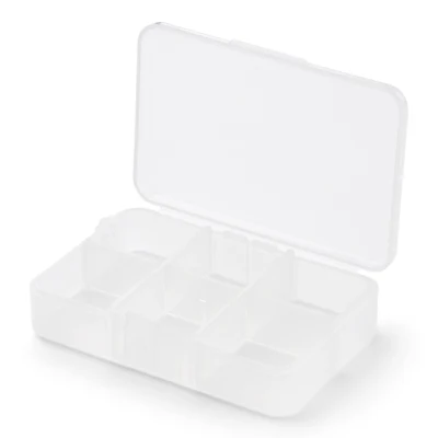 Caja de plástico con tapa Transparente 8 x 5,5 cm, 6 compartimentos