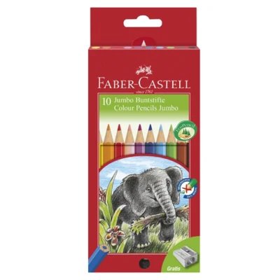 Faber-Castell Jumbo 10 Lápices de colores  + puntas Elefante
