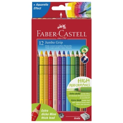 Faber-Castell Lápiz de color Jumbo Grip, estuche cartón 12 piezas