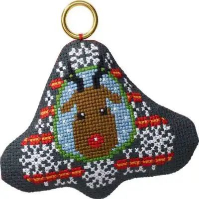Kit de bordado Alce en una campana colgante para Navidad