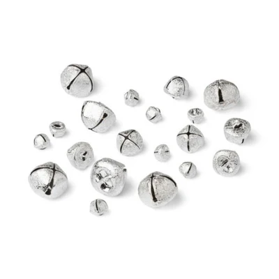 HobbyArts Campanas, Mezcla de brillo plateado, 20 piezas