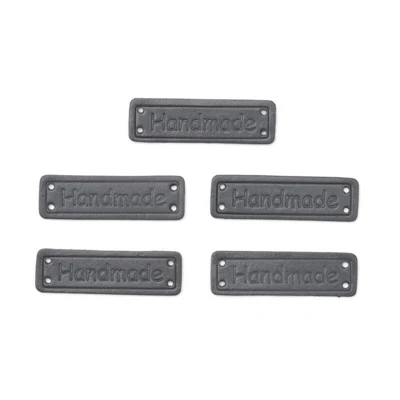 HobbyArts Etiquetas de Cuero, Handmade, Gris, 5 piezas
