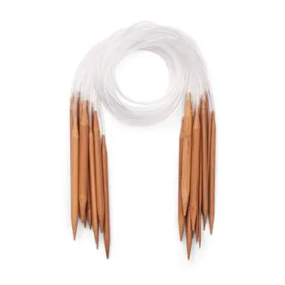 Set de agujas circulares bambú, 18 tamaños, 2-10 mm - 80 cm