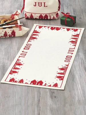 Bordado de Navidad Permin - Casas/¡Feliz Navidad! 28x64cm