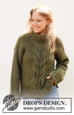 244-32 Moss Vine Sweater by DROPS Design