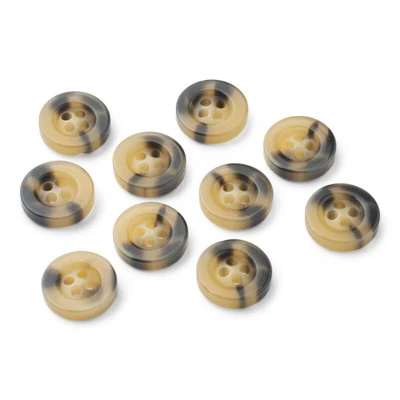LindeHobby Botones de plástico beige/negro, 14 mm, 10 uds